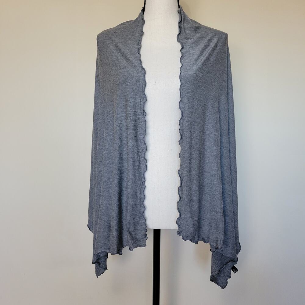 NWOT Gray Ruffled Long Scarf Shawl Wrap Jersey Stretch Unbranded OS